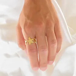 vattentät blommor justerbar ring i förgyllt stål - OCEANA