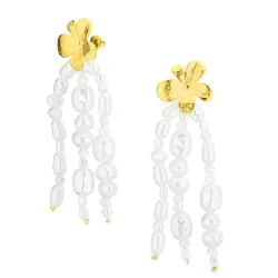 vattentät blommor pärla örhängen i förgyllt stål - OCEANA