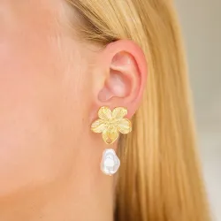 vattentät blommor örhängen i förgyllt stål - OCEANA