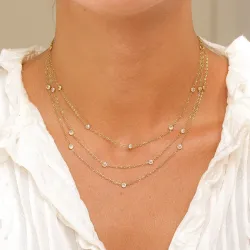 vattentät zirkon halsband i förgyllt stål - OCEANA