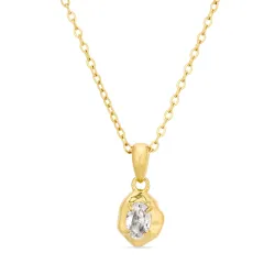 vattentät zirkon halsband i förgyllt stål - OCEANA