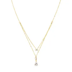 vattentät zirkon halsband i förgyllt stål - OCEANA