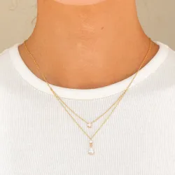 vattentät zirkon halsband i förgyllt stål - OCEANA