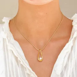 vattentät droppe halsband i förgyllt stål - OCEANA