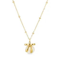 vattentät pärla halsband i förgyllt stål - OCEANA