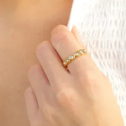 vattentät zirkon ring i förgyllt stål - OCEANA