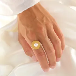 vattentät pärla justerbar ring i förgyllt stål - OCEANA