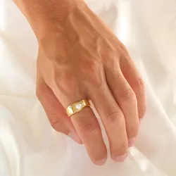 vattentät ring i förgyllt stål - OCEANA