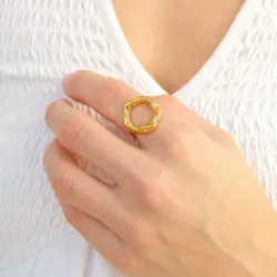 vattentät ring i förgyllt stål - OCEANA