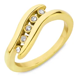 vattentät zirkon ring i förgyllt stål - OCEANA