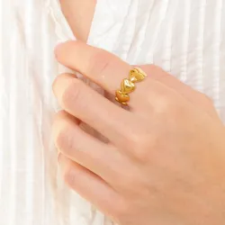 vattentät hjärta ring i förgyllt stål - OCEANA