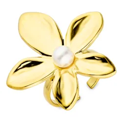 vattentät blommor justerbar ring i förgyllt stål - OCEANA