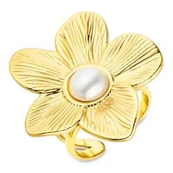 vattentät blommor ring i förgyllt stål - OCEANA