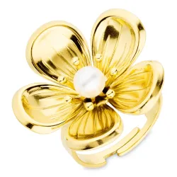 vattentät blommor justerbar ring i förgyllt stål - OCEANA