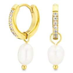 vattentät pärla örhängen i förgyllt stål - OCEANA