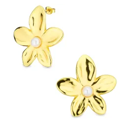 vattentät blommor örhängen i förgyllt stål - OCEANA