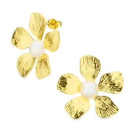 vattentät blommor örhängen i förgyllt stål - OCEANA