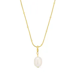 vattentät pärla halsband i förgyllt stål - OCEANA