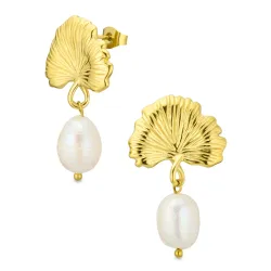 vattentät pärla örhängen i förgyllt stål - OCEANA