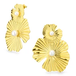 vattentät blommor örhängen i förgyllt stål - OCEANA