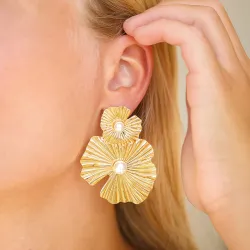 vattentät blommor örhängen i förgyllt stål - OCEANA