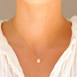 vattentät pärla halsband i förgyllt stål - OCEANA