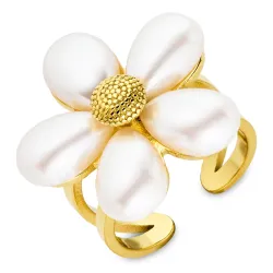 vattentät pärla ring i förgyllt stål - OCEANA