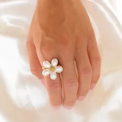 vattentät pärla ring i förgyllt stål - OCEANA