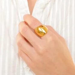 vattentät ring i förgyllt stål - OCEANA