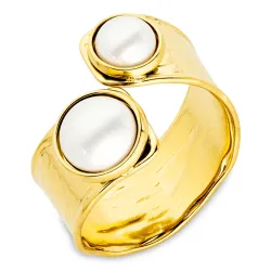 vattentät pärla ring i förgyllt stål - OCEANA