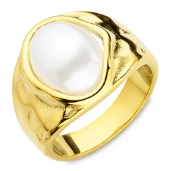 vattentät pärla ring i förgyllt stål - OCEANA