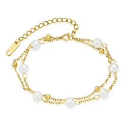vattentät pärla armband i förgyllt stål - OCEANA
