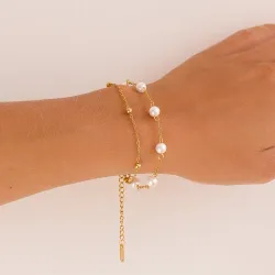 vattentät pärla armband i förgyllt stål - OCEANA