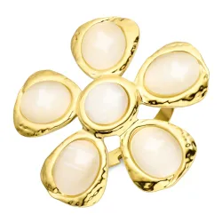 vattentät blommor justerbar ring i förgyllt stål - OCEANA