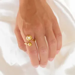 vattentät ring i förgyllt stål - OCEANA