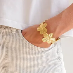 vattentät blommor armring i förgyllt stål - OCEANA