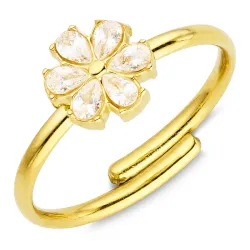 vattentät blommor zirkon justerbar ring i förgyllt stål - OCEANA