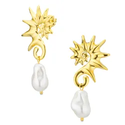 vattentät pärla örhängen i förgyllt stål - OCEANA