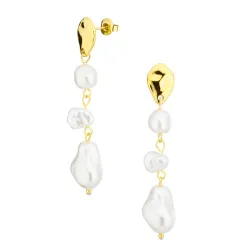 vattentät pärla örhängen i förgyllt stål - OCEANA