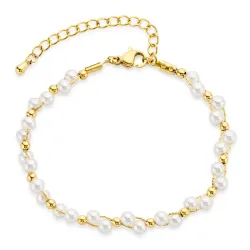 vattentät pärla armband i förgyllt stål - OCEANA