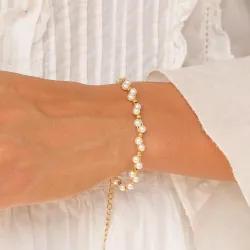 vattentät pärla armband i förgyllt stål - OCEANA