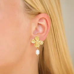 vattentät blommor örhängen i förgyllt stål - OCEANA