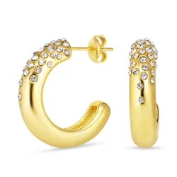 vattentät zirkon halvcreol i förgyllt stål - OCEANA