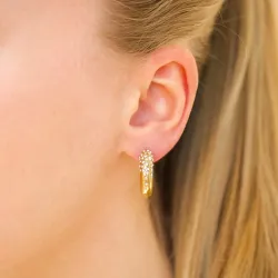 vattentät zirkon halvcreol i förgyllt stål - OCEANA