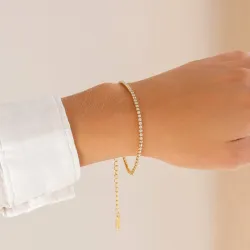 vattentät zirkon armband i förgyllt stål - OCEANA