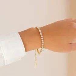 vattentät zirkon armband i förgyllt stål - OCEANA