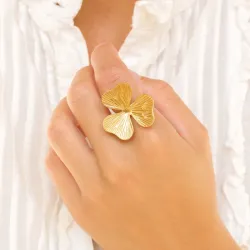 vattentät blommor ring i förgyllt stål - OCEANA