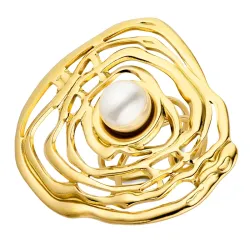 vattentät pärla ring i förgyllt stål - OCEANA