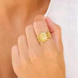 vattentät blommor ring i förgyllt stål - OCEANA