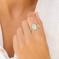 vattentät blommor ring i stål - OCEANA